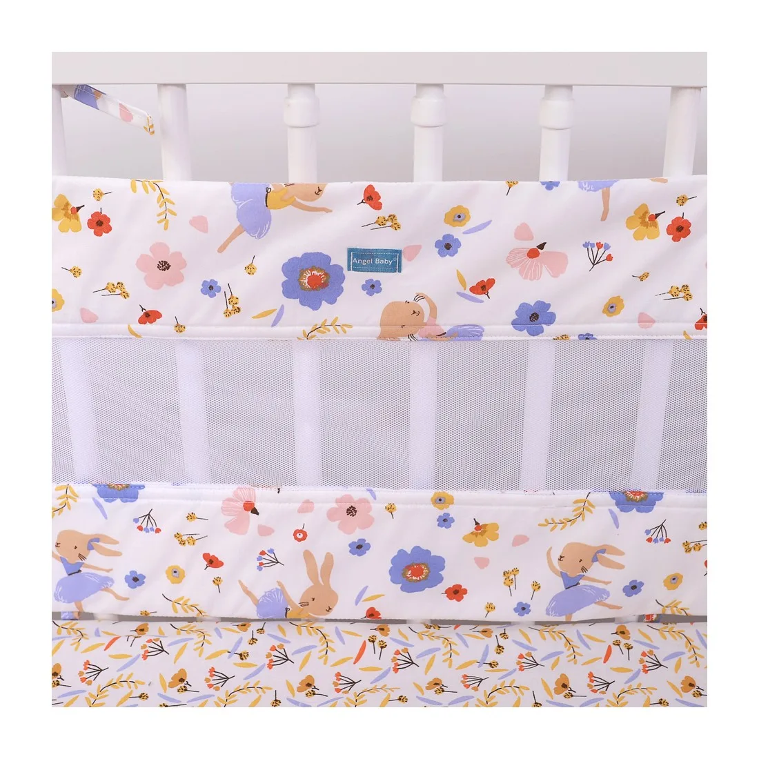 Protecție laterală pentru pătuț  140x70cm "Dans printre flori"