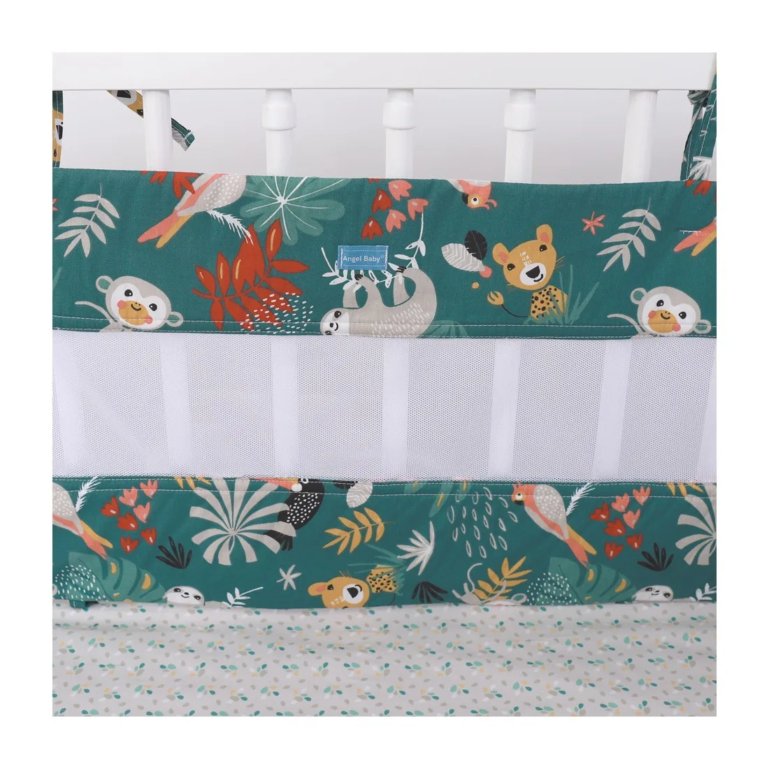 Protecție laterală pentru pătuț 120x60cm "Jungla în verde"