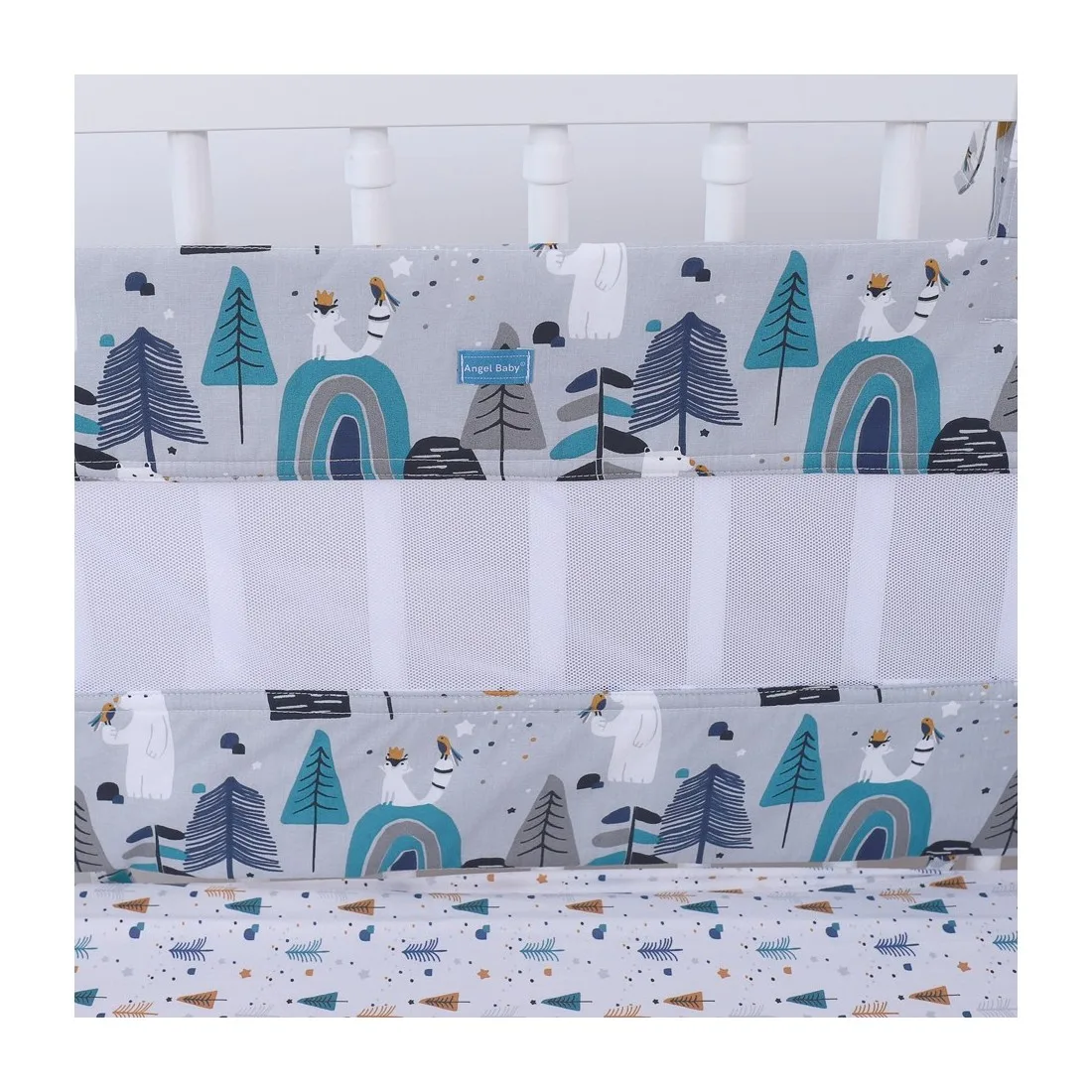 Protecție laterală pentru pătuț 120x60cm "Urși albi"